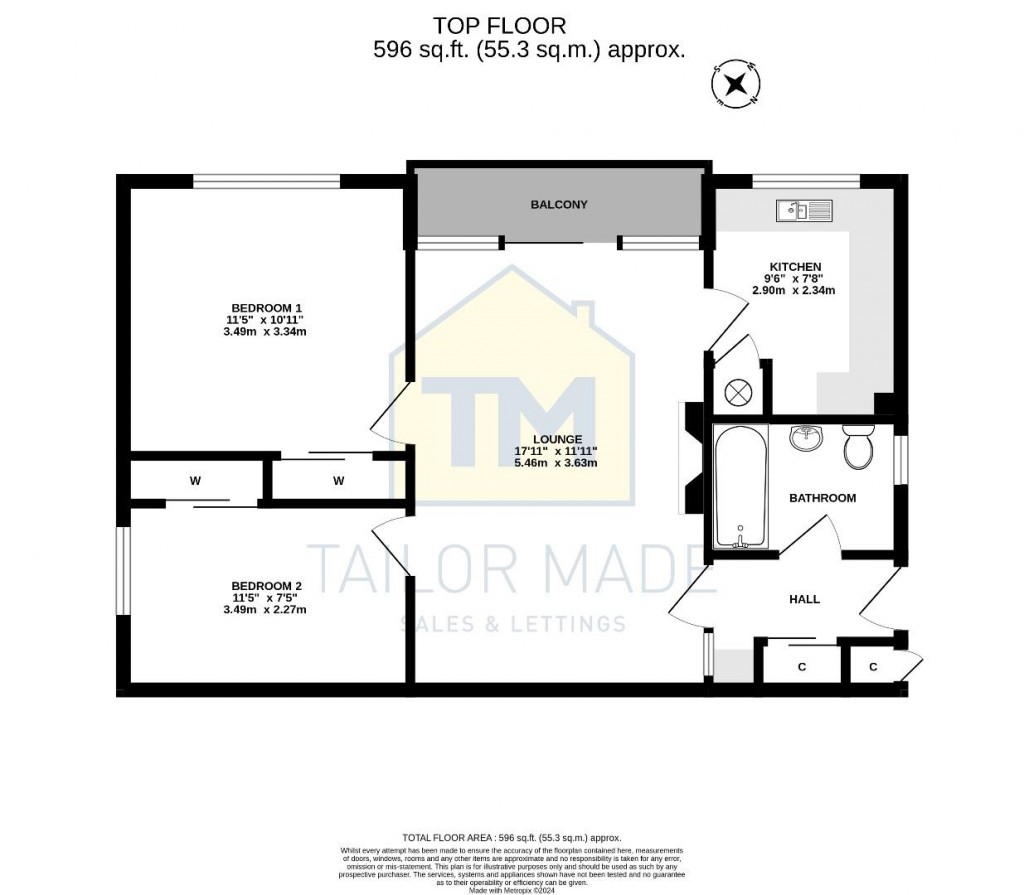 Floorplans For Bowfell Close, Nod Rise, Mount Nod, Coventry, CV5 7JN - 2 Bedroom Top Floor Flat