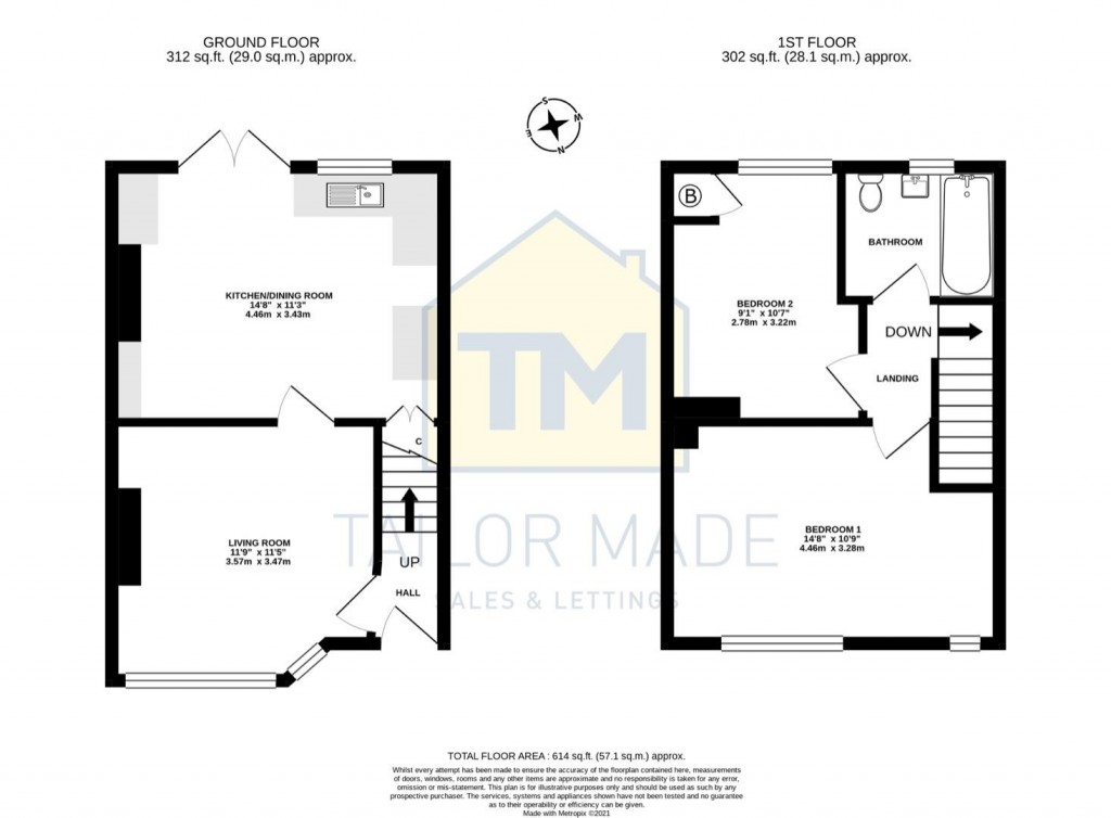 Floorplans For Tennyson Road, Coventry - IMMACULATE TWO BEDROOM END TERRACE IN POET'S CORNER