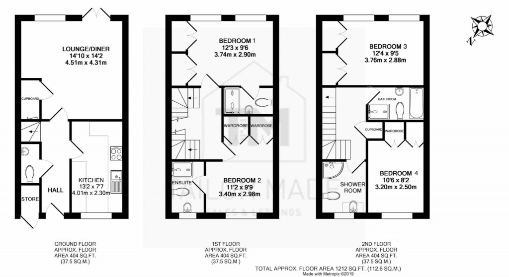 Floorplans For Room 1, 2 Silken Court - 2  Silken Court, Nuneaton - PROFESSIONAL BILLS INCLUDED HOUSE SHARE ENSUITE